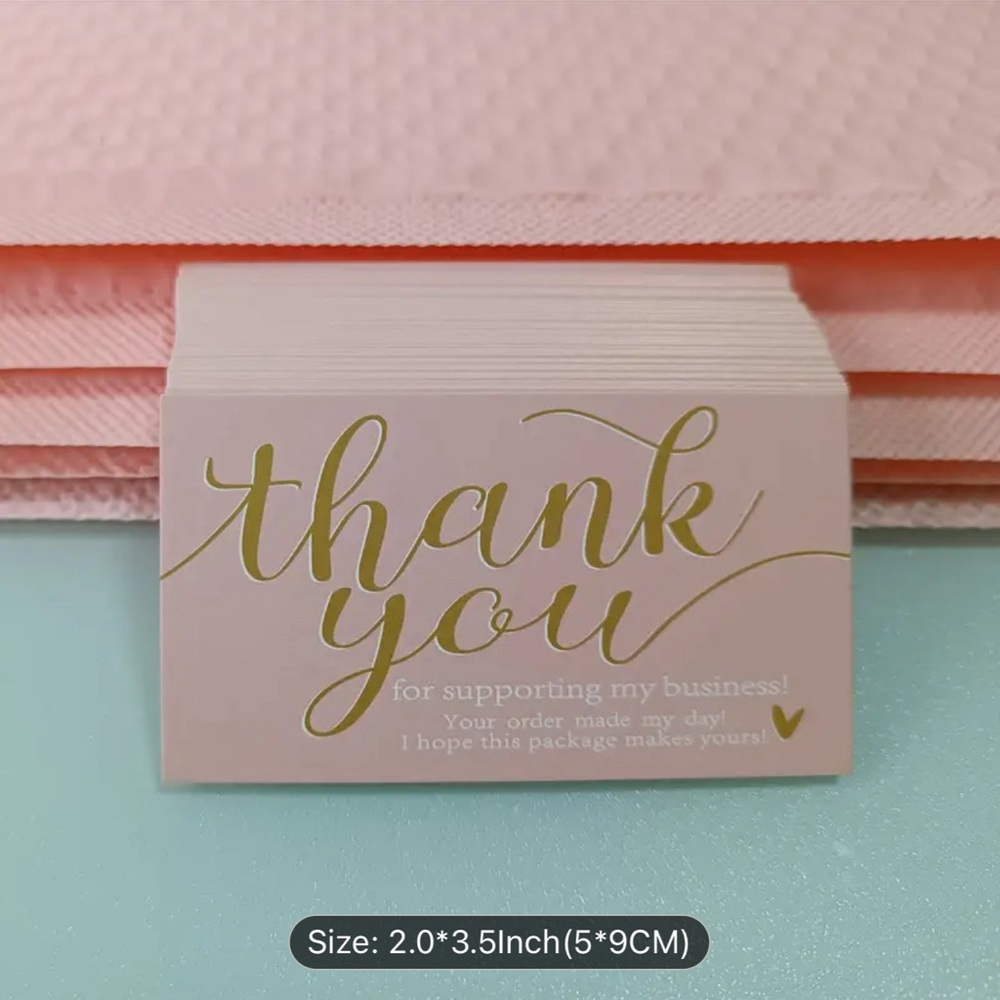 Thank You Cards, 50 Piece, Pink & Gold